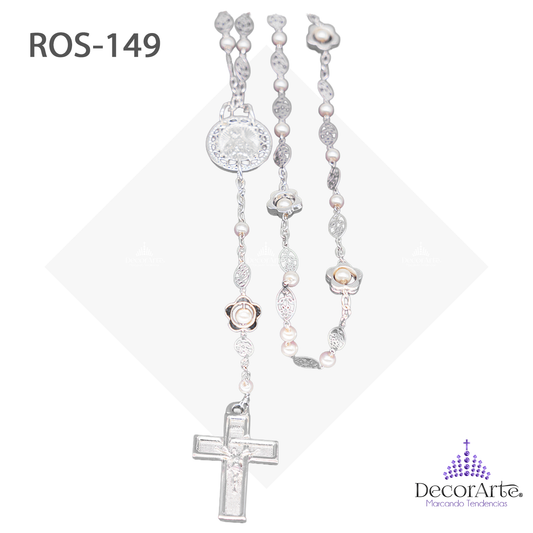 Rosario De Hojas Laser Con Perla
