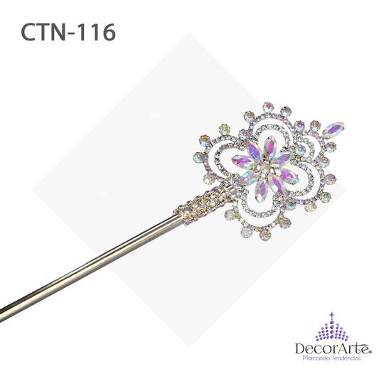 Cetro De Niña Con Semillas De Aplicación/Piedras Y Cadena En Ab