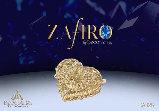 Estuche De Corazón Metálico Con Medalla Tejida