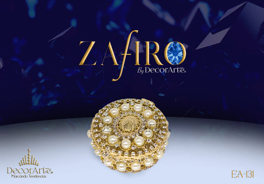 Estuche De Medalla De Virgen En Centro Y Perla Tejida