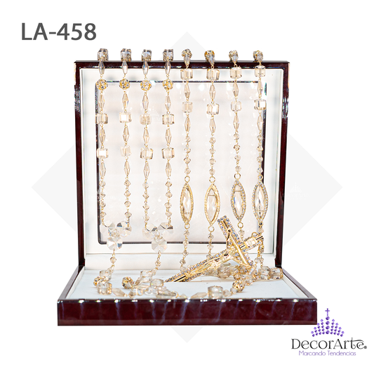 Lazo Engarzado Cubos Y Semilla Cristal Grande En Honey