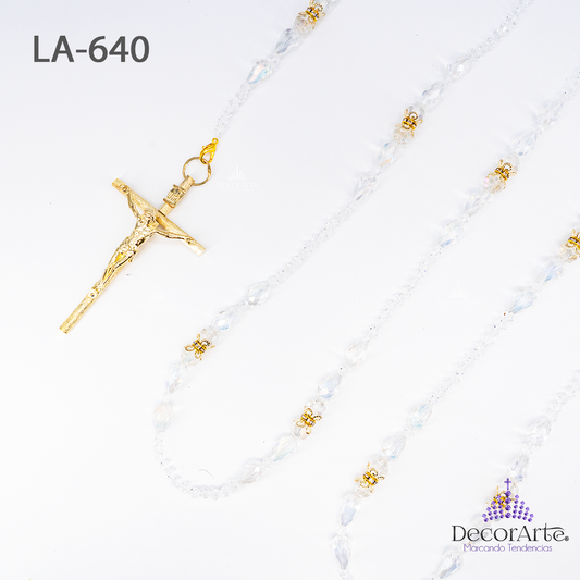 Lazo Pasado De Gotas Cristal Y Ochavada De Padre Nuestro