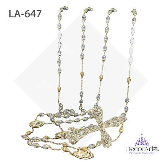 Lazo Engarce Con Gotas Cristal Gota Filigrana Y Cruceros De Virgen