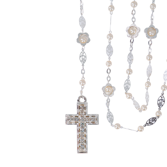 Rosario De Hojas Laser Con Perla