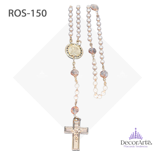 Rosario De Perlas Con Luneta Honey Torcida