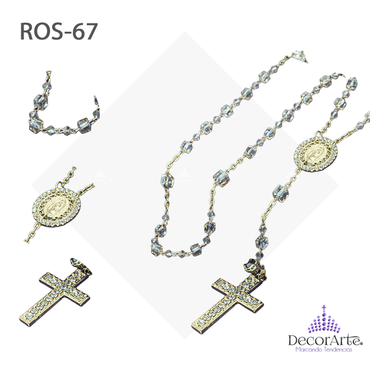 Rosario Cubo #6 Honey Cristo Hueco Con Pedreria