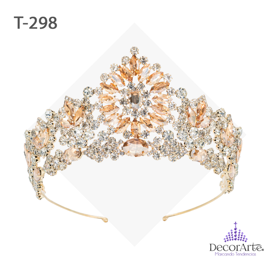 Tiara De Pedrería Y Flor De Semillas En El Centro