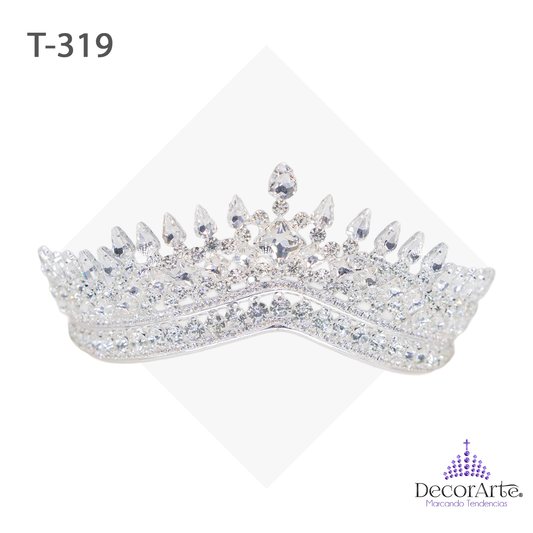 Tiara Con Cuadros Centrales Y Picos Con Gotas