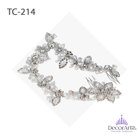 Tocado Flores De Gotita Ab Y Hojitas De Cadena Y Puntillas