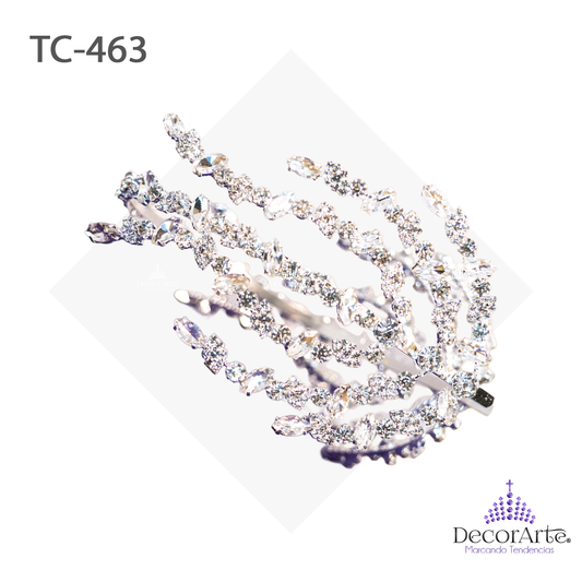 Tocado De Diadema Con Guias A Los Lados De Navette Y Hojas De Cadena