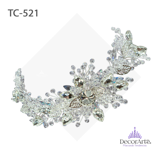 Tocado De Hojas Metalicas Y De Cristal